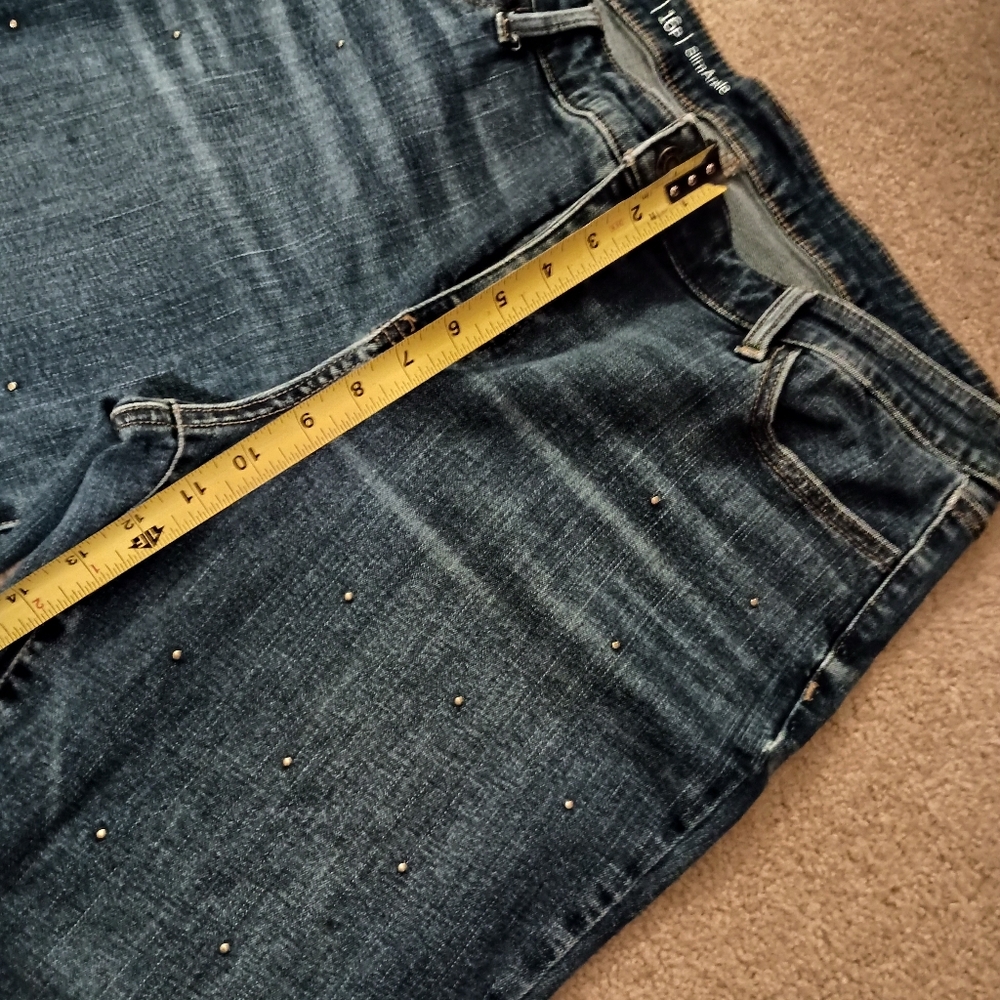 Talbots Studded Flawless Slim Ankle Jeans Size 16P Classic Denim Style Y2K - Picture 6 of 14